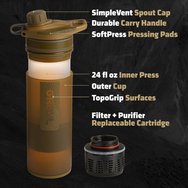 Grayl Geopress bottiglia con filtro, marrone coyote
