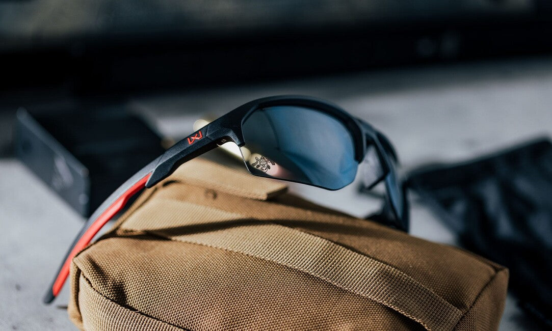 Wiley X Jakl Sunglasses, Captivate Black Mirror/Matte Black/Red