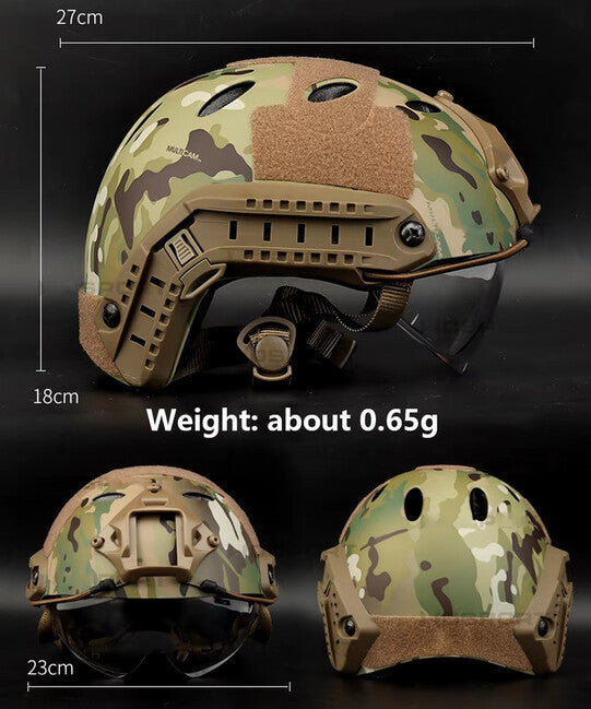 DRAGOWA Tactical Fast PJ casco tattico con occhiali Bolt, acu (senza certificazione)