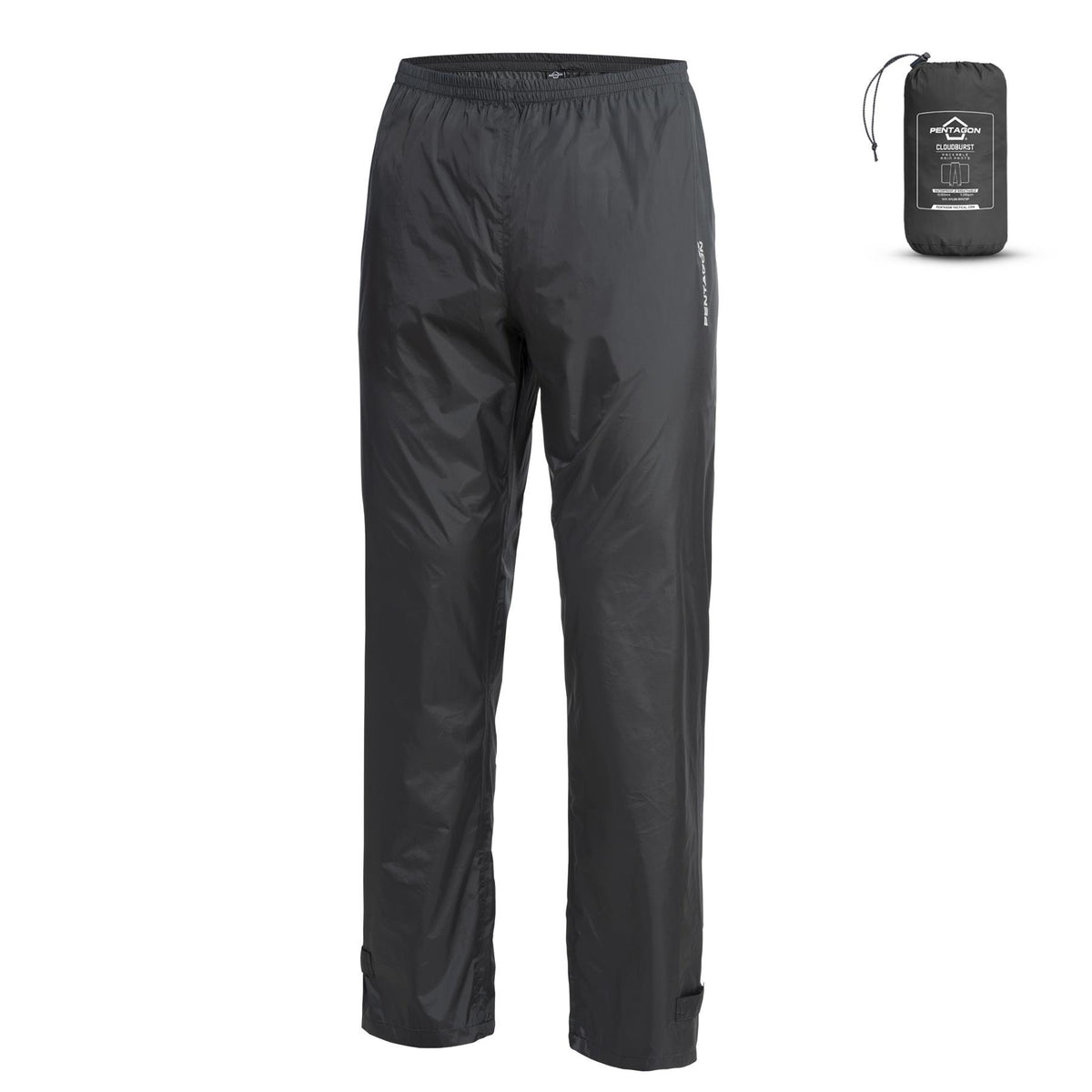 Pentagon Cloudburst Packable pantaloni unisex, neri