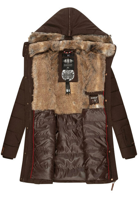Marikoo Lieblings Jacke giacca invernale da donna con cappuccio, marrone scuro