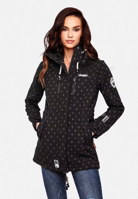 Marikoo ZIMTZICKE P giacca invernale softshell da donna con cappuccio, nera