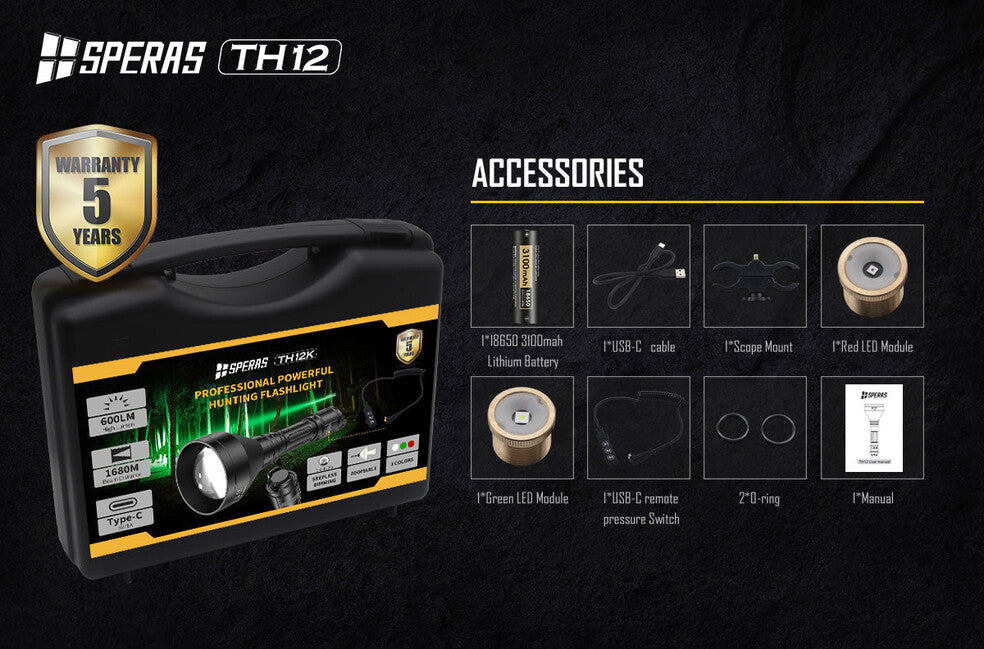 Speras TH12K set di torce da caccia 1680M 600LM