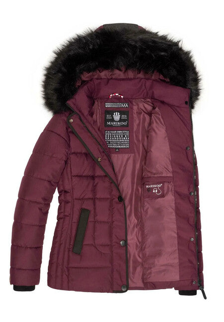 Marikoo Unique giacca invernale da donna con cappuccio, vino