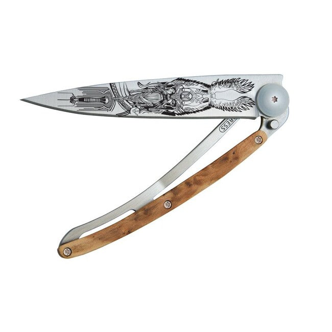 Deejo Fantasy Odin coltello in legno di ginepro