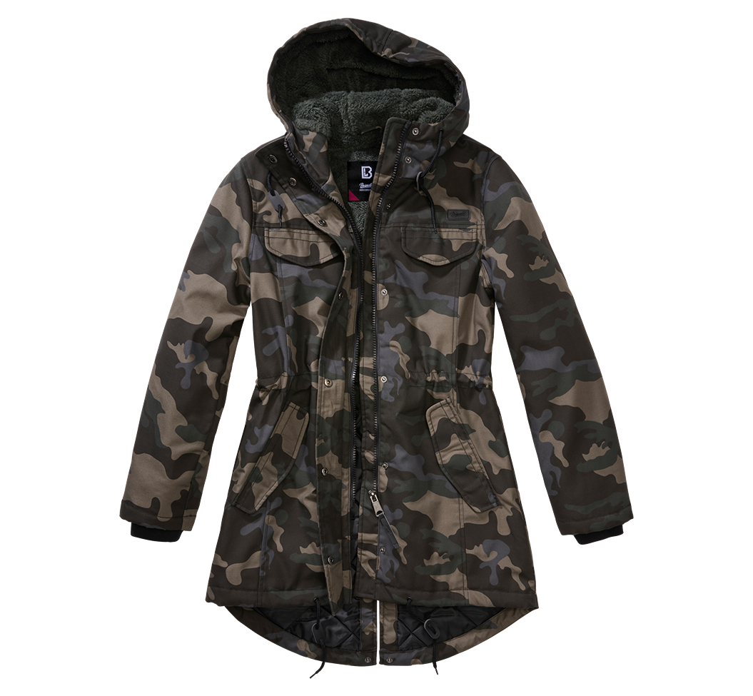 Brandit Marsh Lake dámska parka zimná bunda s kapucňou, Darkcamo
