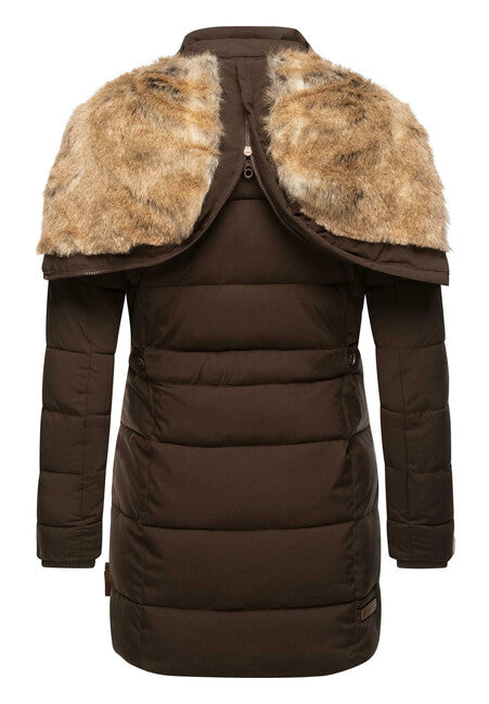 Marikoo Lieblings Jacke giacca invernale da donna con cappuccio, marrone scuro