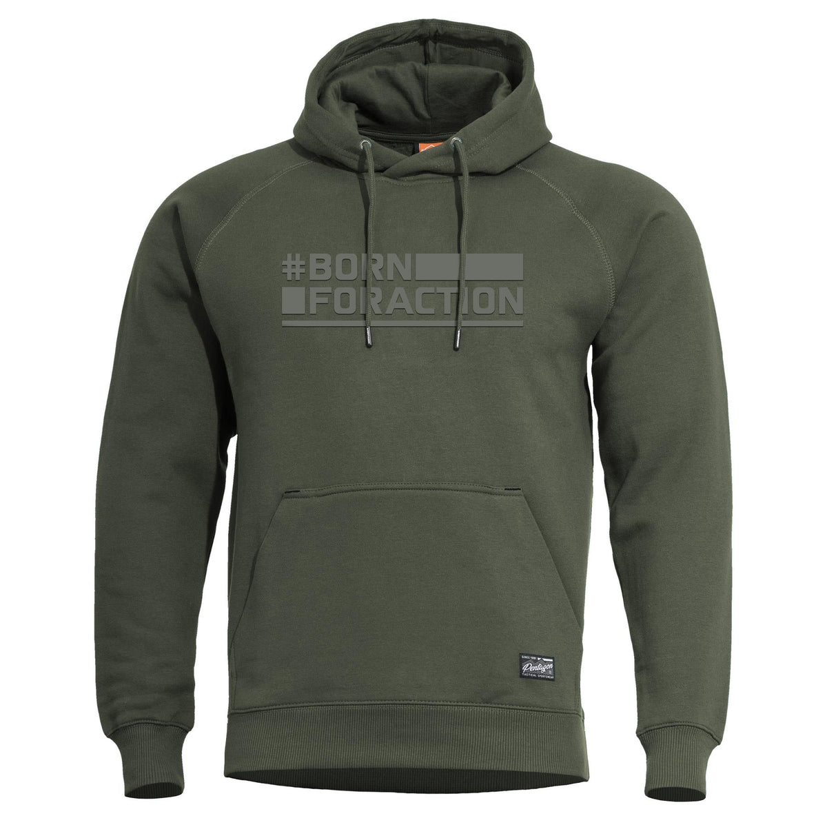 Pentagon Phaeton Felpa con cappuccio Born for Action, verde mimetico