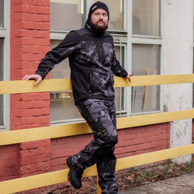 BENNON CAMOS pantaloni softshell, nero/grigio