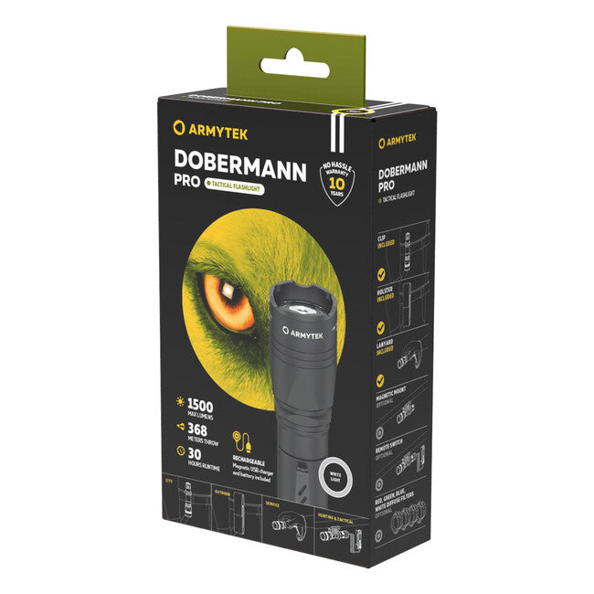 ArmyTek Dobermann Pro torcia tascabile 1400 lm potenza della batteria 114 g, bianchi