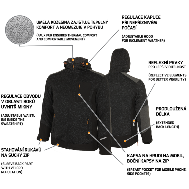 BENNON Nortos felpa, grigio/nero