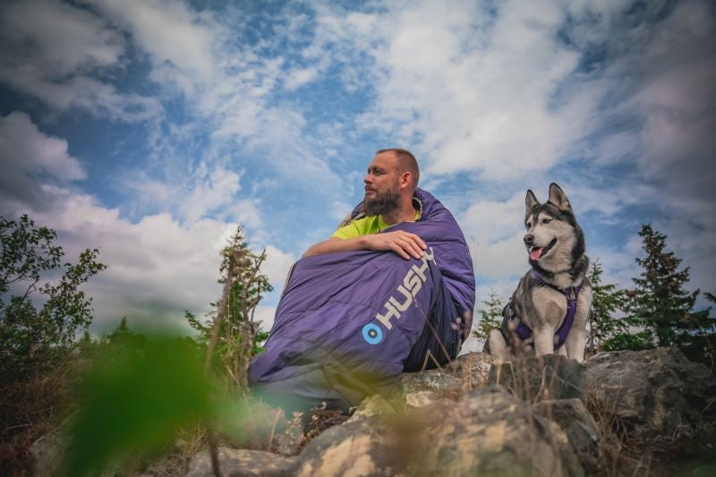 Husky Ember sacco a pelo sintetico tre stagioni lungo, blu/grigio