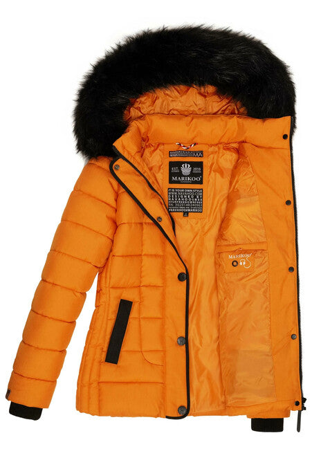 Marikoo Unique giacca invernale da donna con cappuccio, arancione bruciato