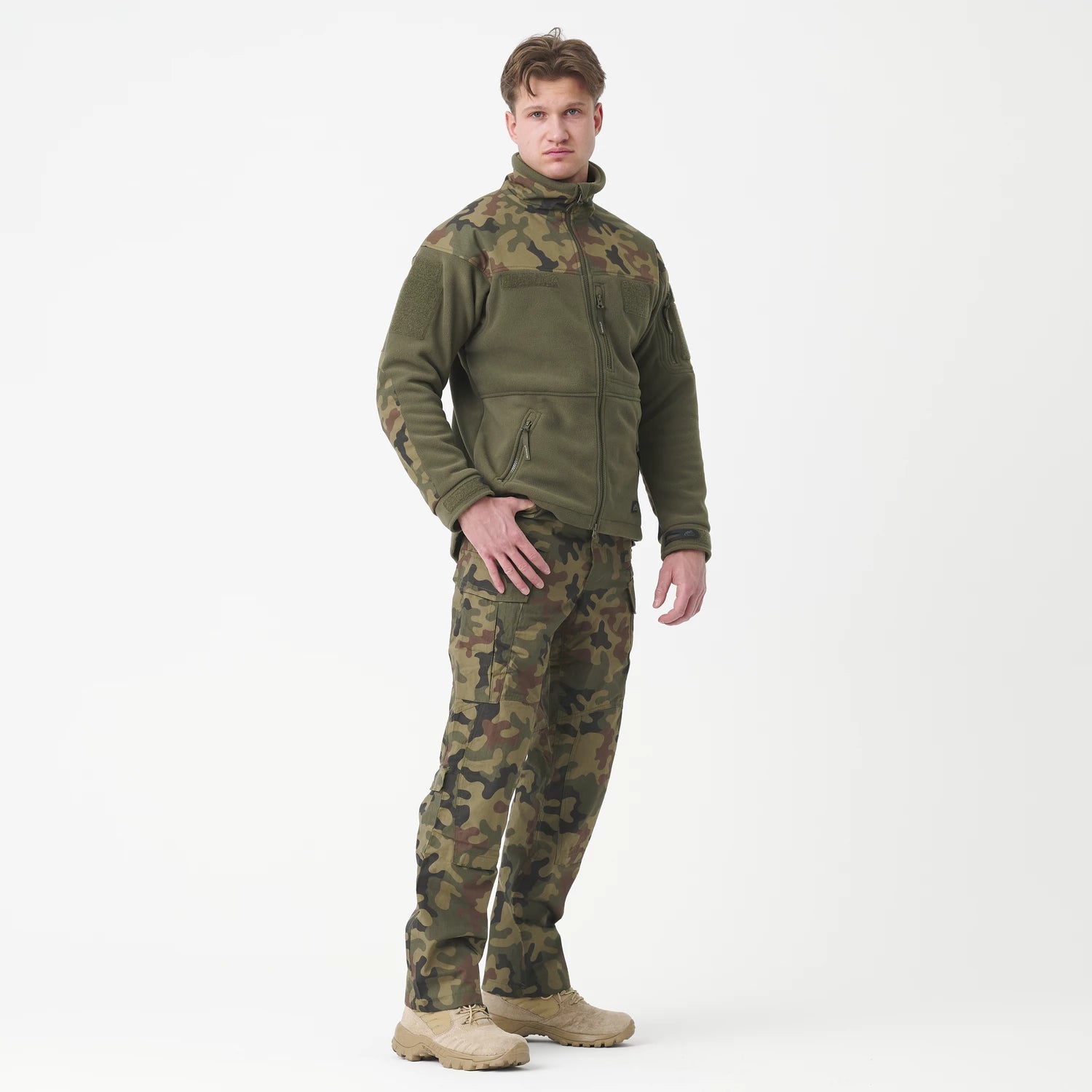 Helikon-Tex Infantry flisová bunda, olivová/woodland, 330g/m2 – detail 1
