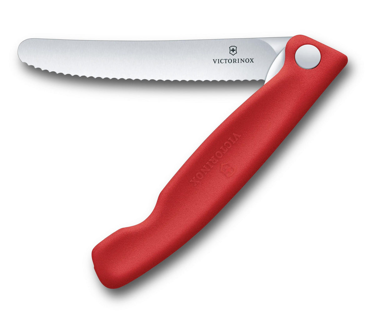 Victorinox Swiss Classic skladací nôž na ovocie a zeleninu so zúbkovaným ostrím, červený