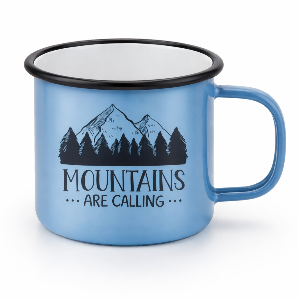 WARAGOD Mountains Are Calling tazza outdoor 355 ml, azzurro chiaro