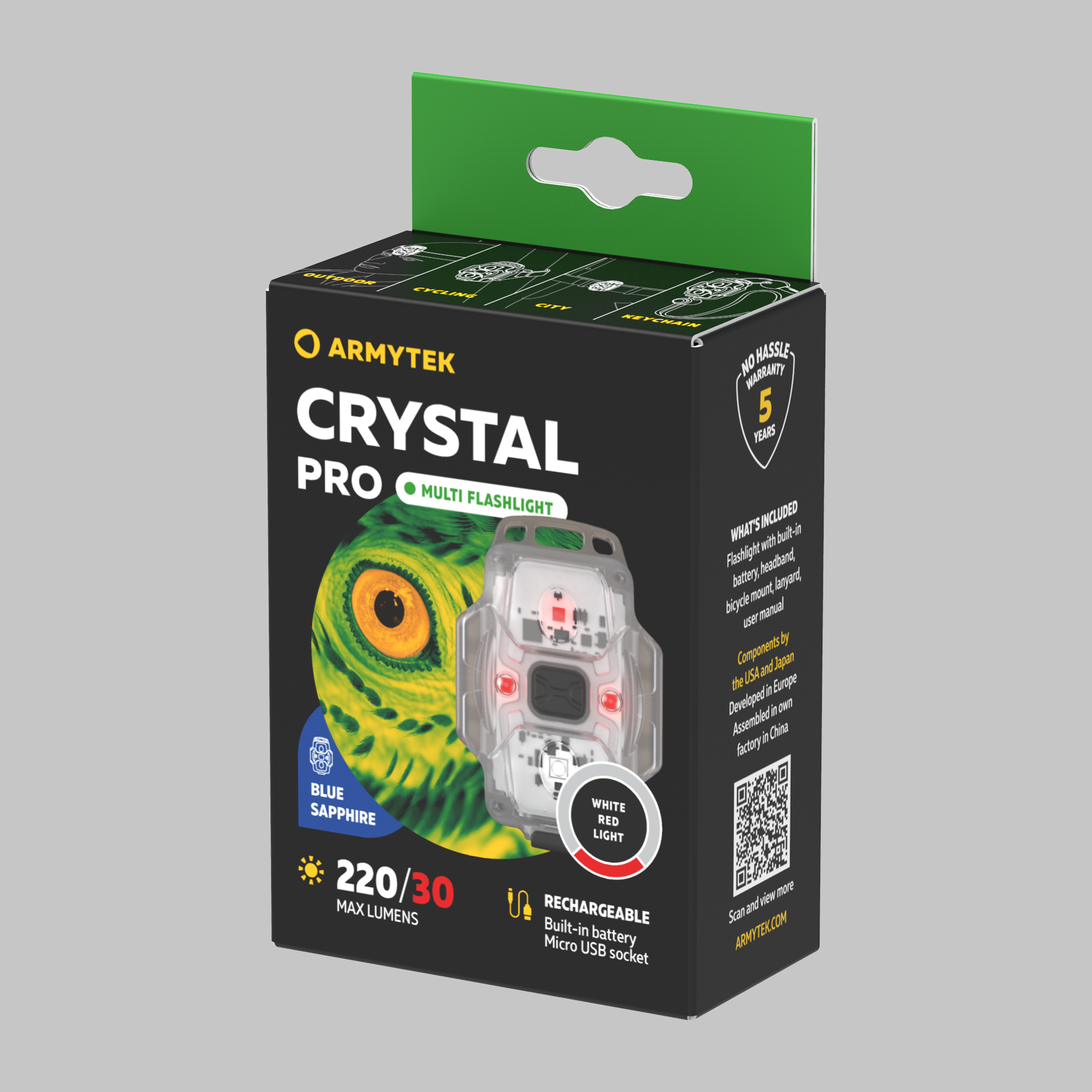 Lampada LED portatile ArmyTek F07101B Crystal Pro Blue, blu trasparente