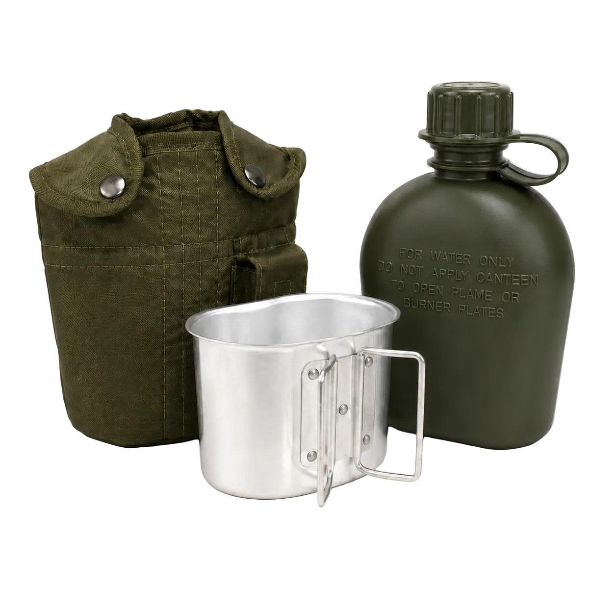 Borraccia da campo Dragowa Tactical con scodella in alluminio 1L, verde