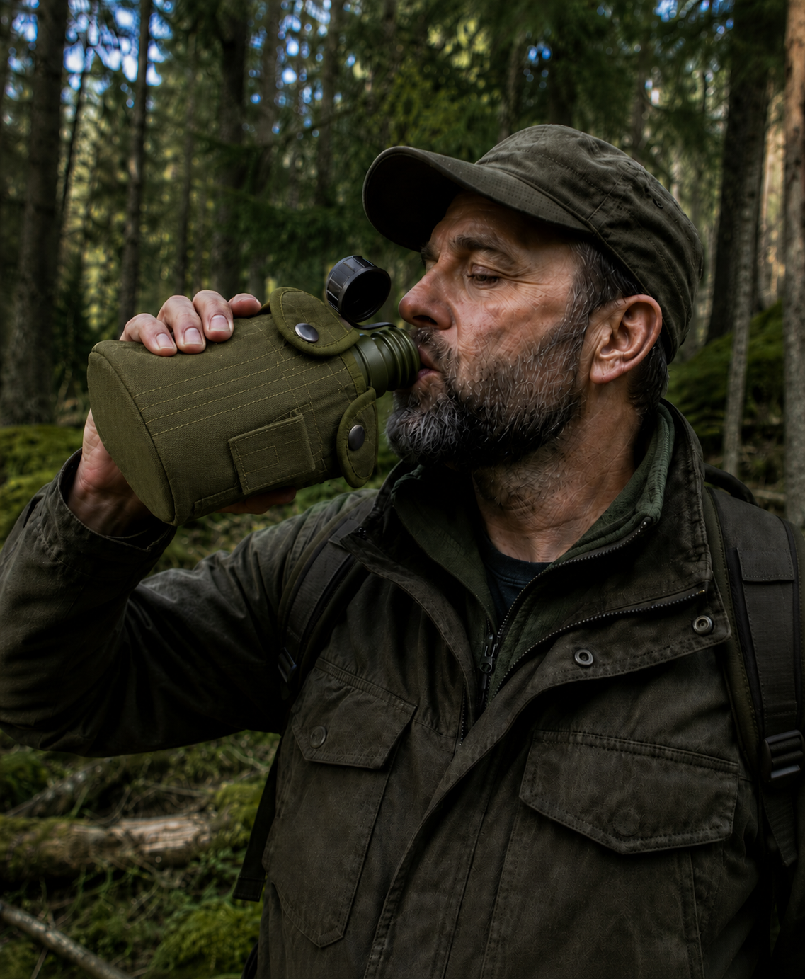 Borraccia da campo Dragowa Tactical con scodella in alluminio 1L, verde