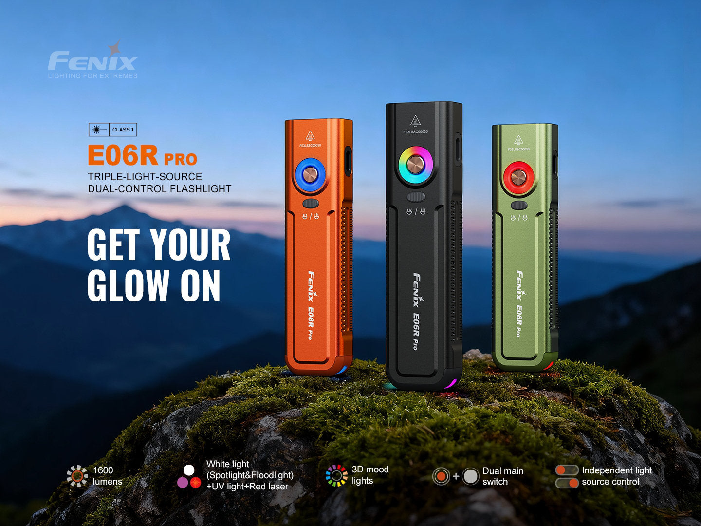Fenix E06R PRO nabíjateľná EDC baterka, oranžová