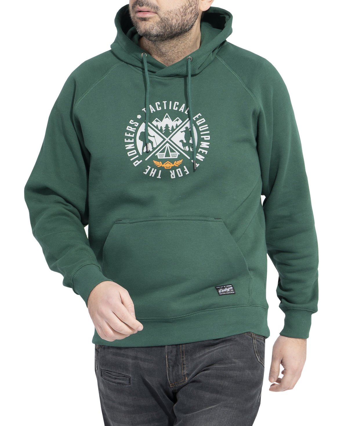 Pentagon Phaeton Hood felpa con cappuccio da uomo "Pioneers", SpringBok Green