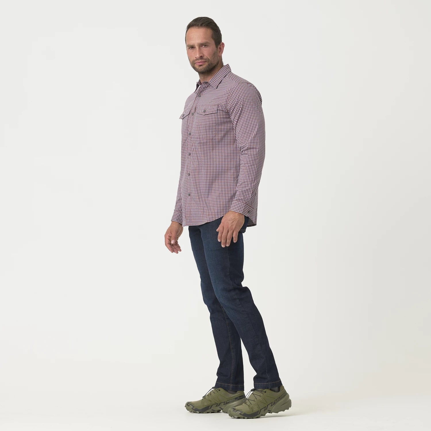 Helikon-Tex košeľa taktická na skryté nosenie Plaid, Ozark Blue – detail 1