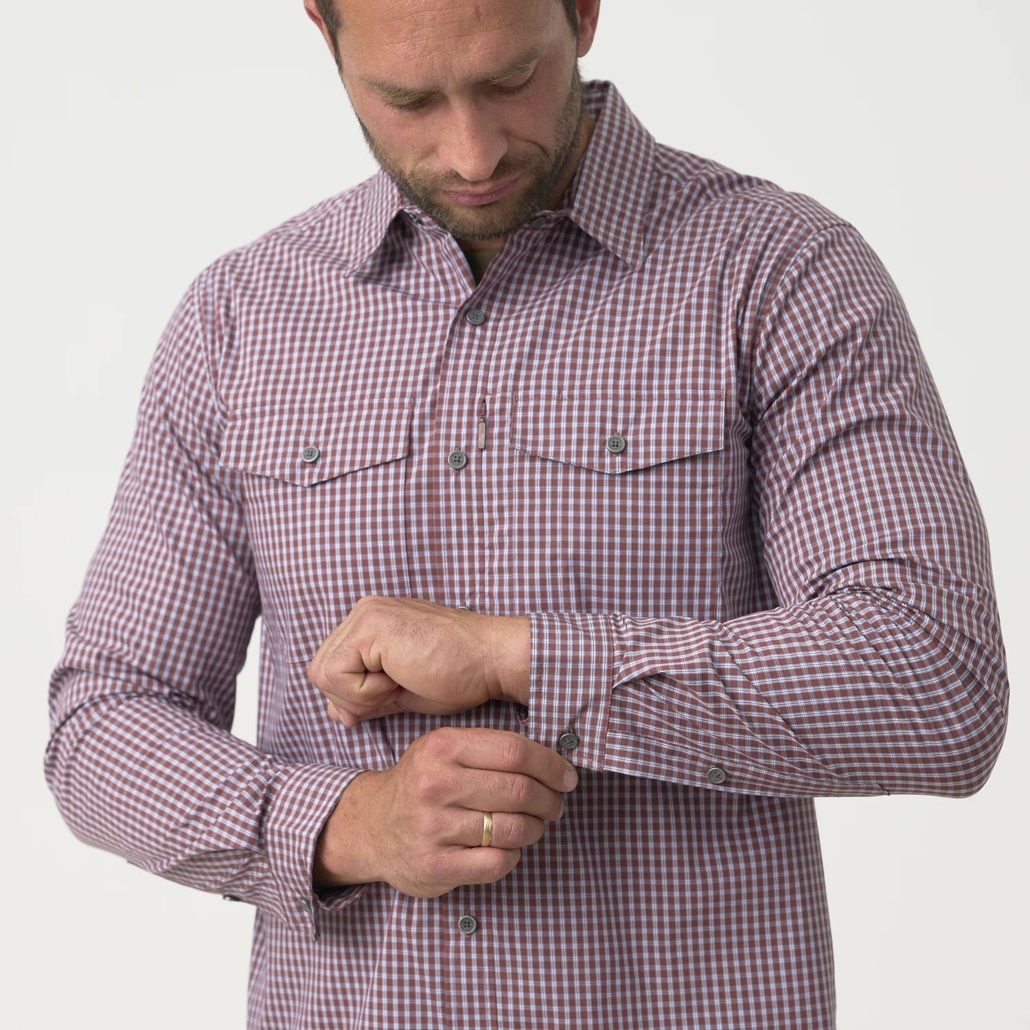 Helikon-Tex košeľa taktická na skryté nosenie Plaid, Ozark Blue – detail 2