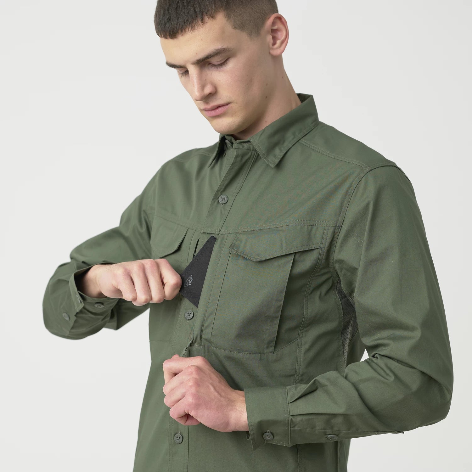 Helikon-Tex DEFENDER Mk2 košeľa s dlhým rukávom PolyCotton Ripstop, béžová – detail 4