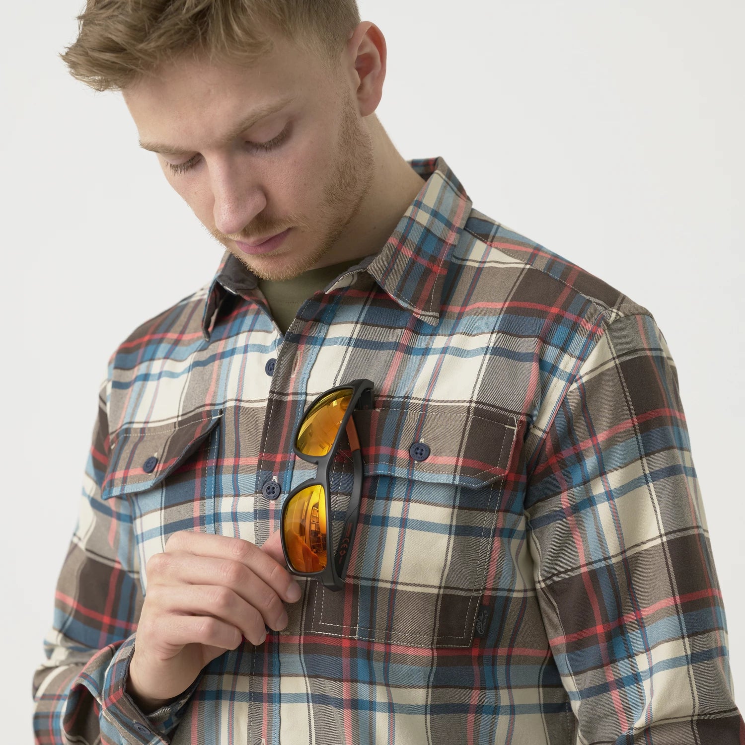 Helikon-Tex GreyMan košeľa Coral Crimson Checkered – detail 7