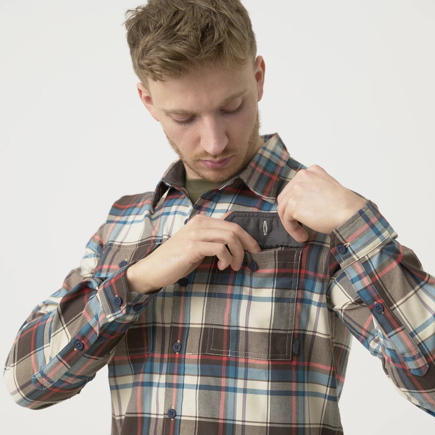 Helikon-Tex GreyMan košeľa Coral Crimson Checkered – detail 8