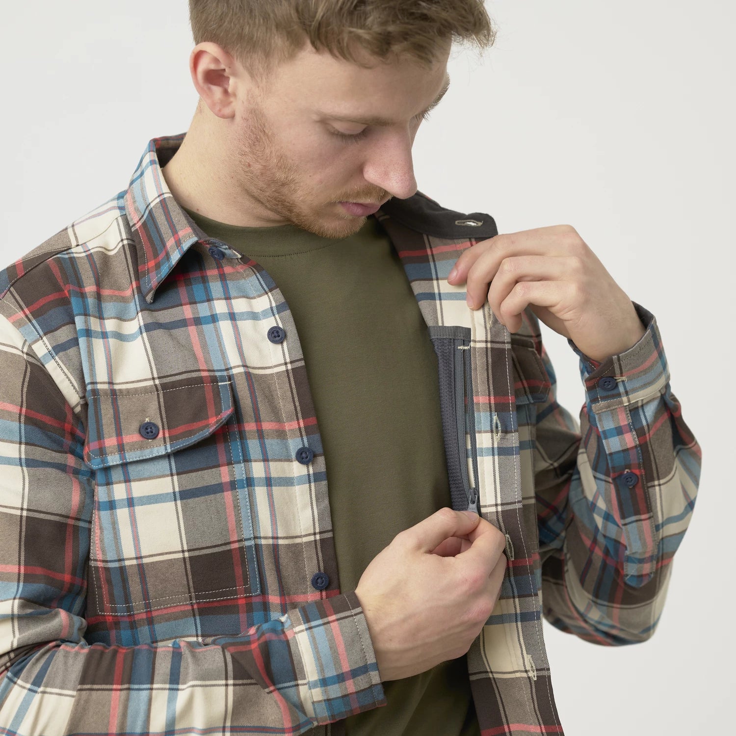 Helikon-Tex GreyMan košeľa Coral Crimson Checkered – detail 9