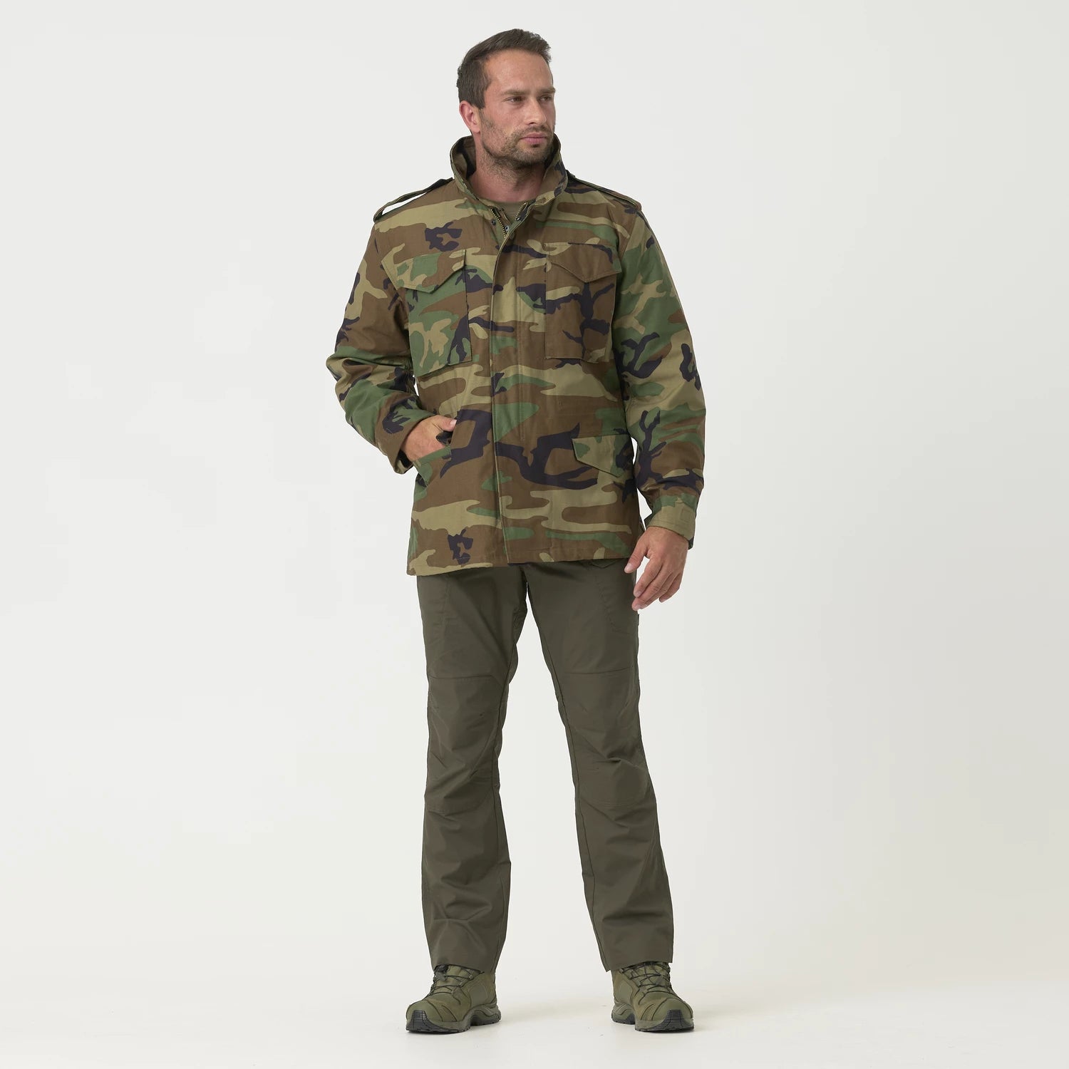 Helikon-Tex M65 bunda NyCo Sateen, US Woodland – detail 1