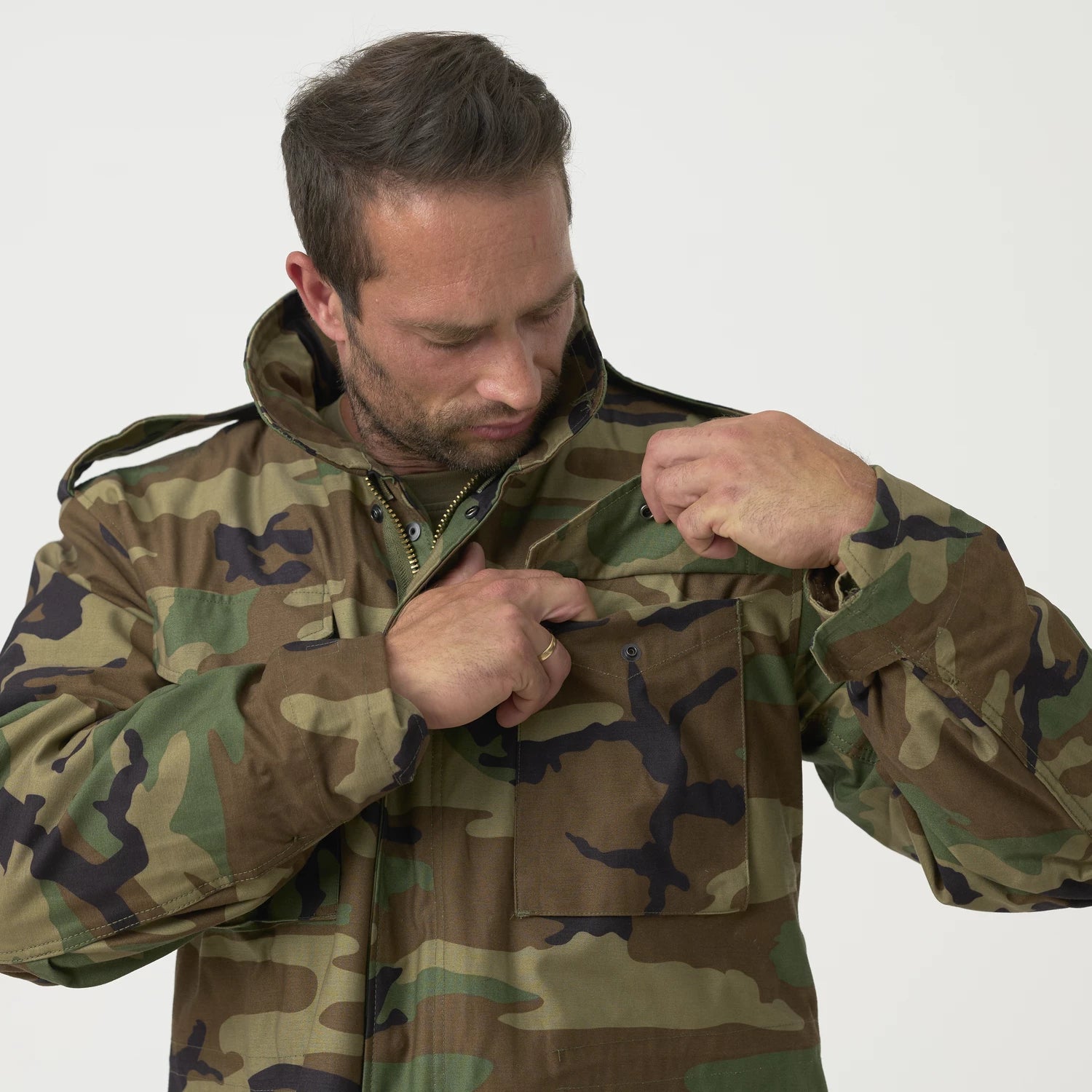 Helikon-Tex M65 bunda NyCo Sateen, US Woodland – detail 2