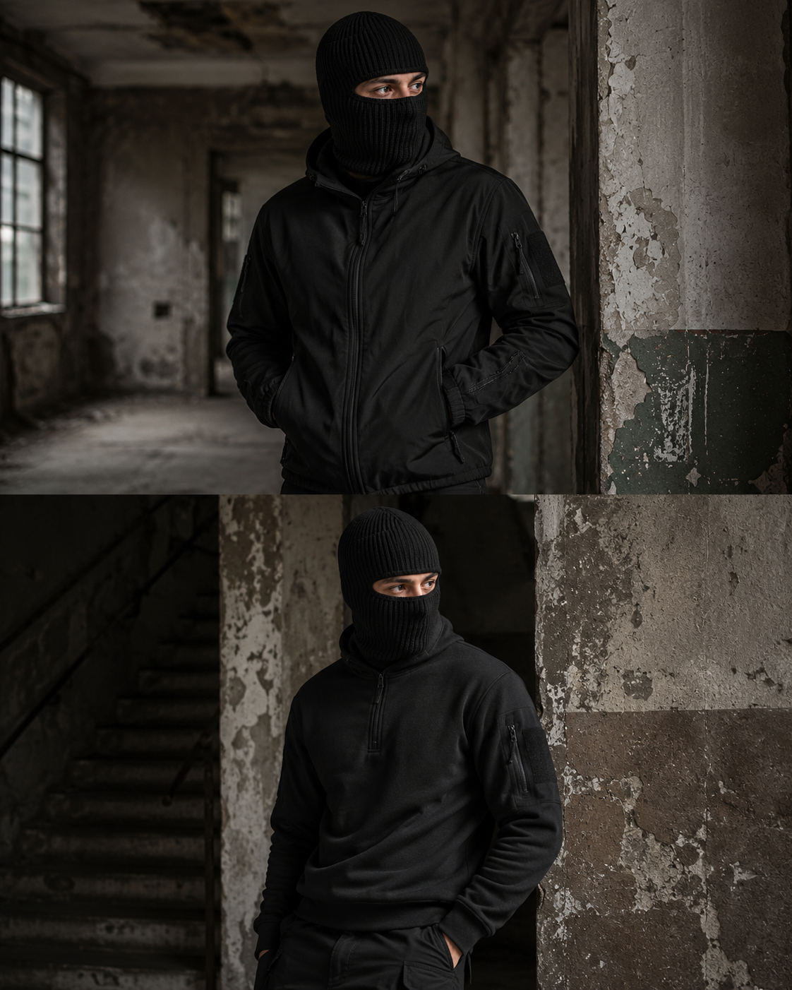 WARAGOD Mjuka knitted balaclava 2 in 1, black
