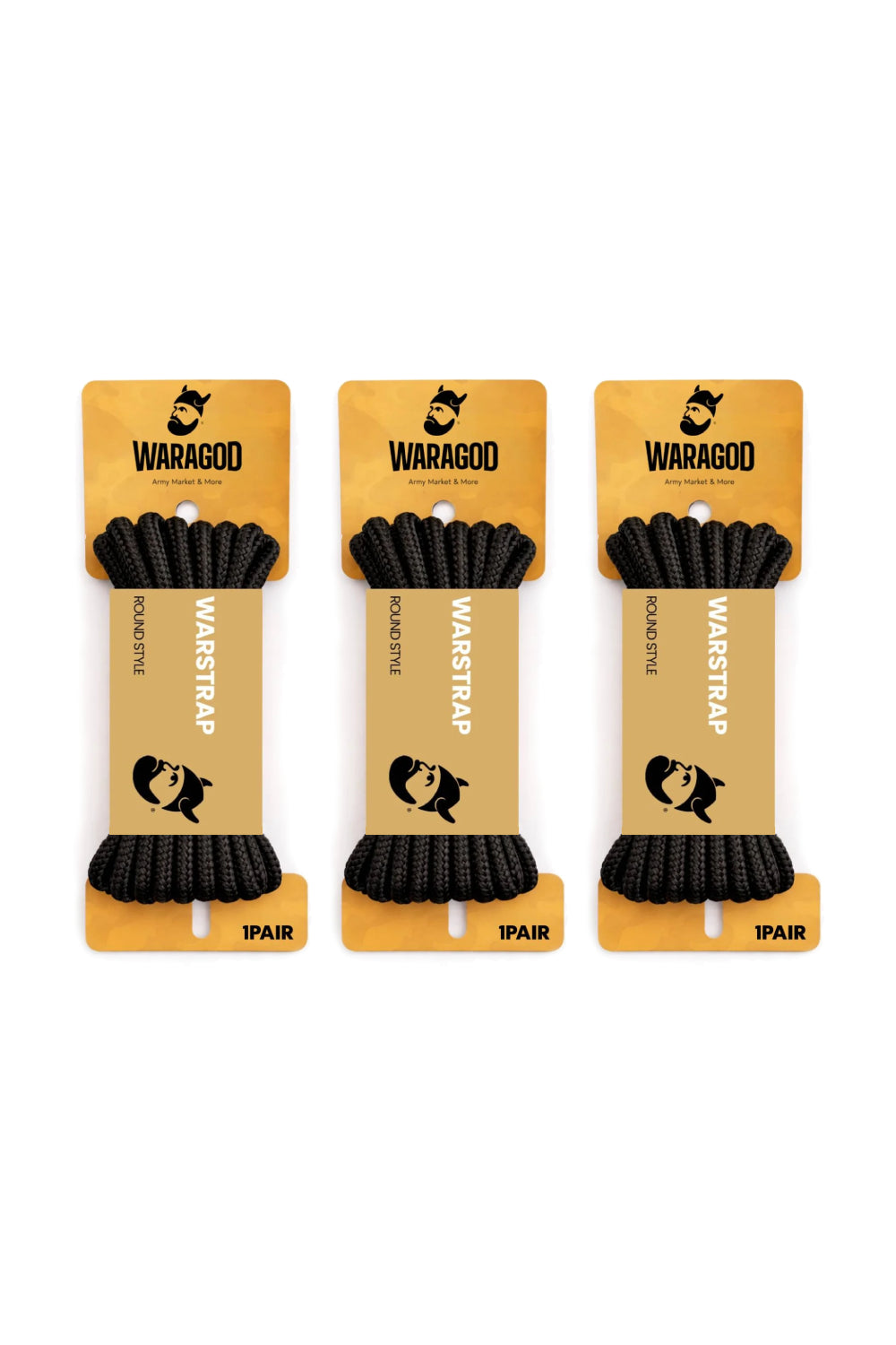 WARAGOD Warstrap Round lacci per scarpe set 3 pz, nero