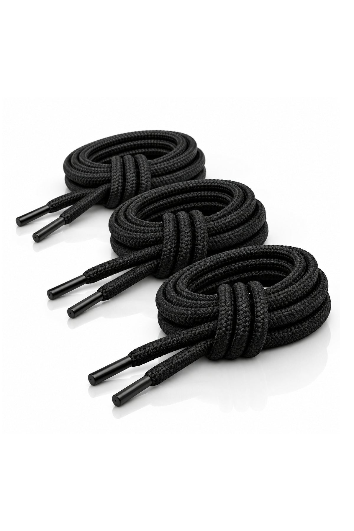 WARAGOD Warstrap Round lacci per scarpe set 3 pz, nero