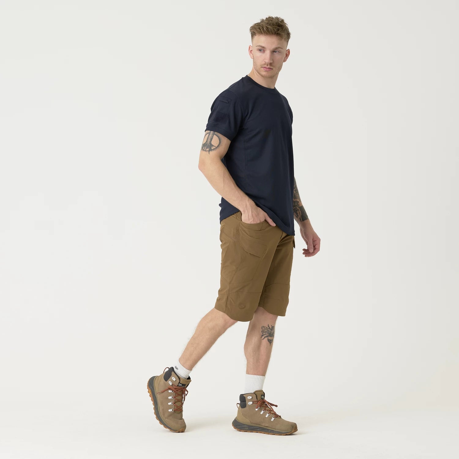Helikon-Tex OTS 11" šortky VersaStrecth taktické outdoorové Versa Stretch Lite Strecth, Ash Grey / Black – detail 3