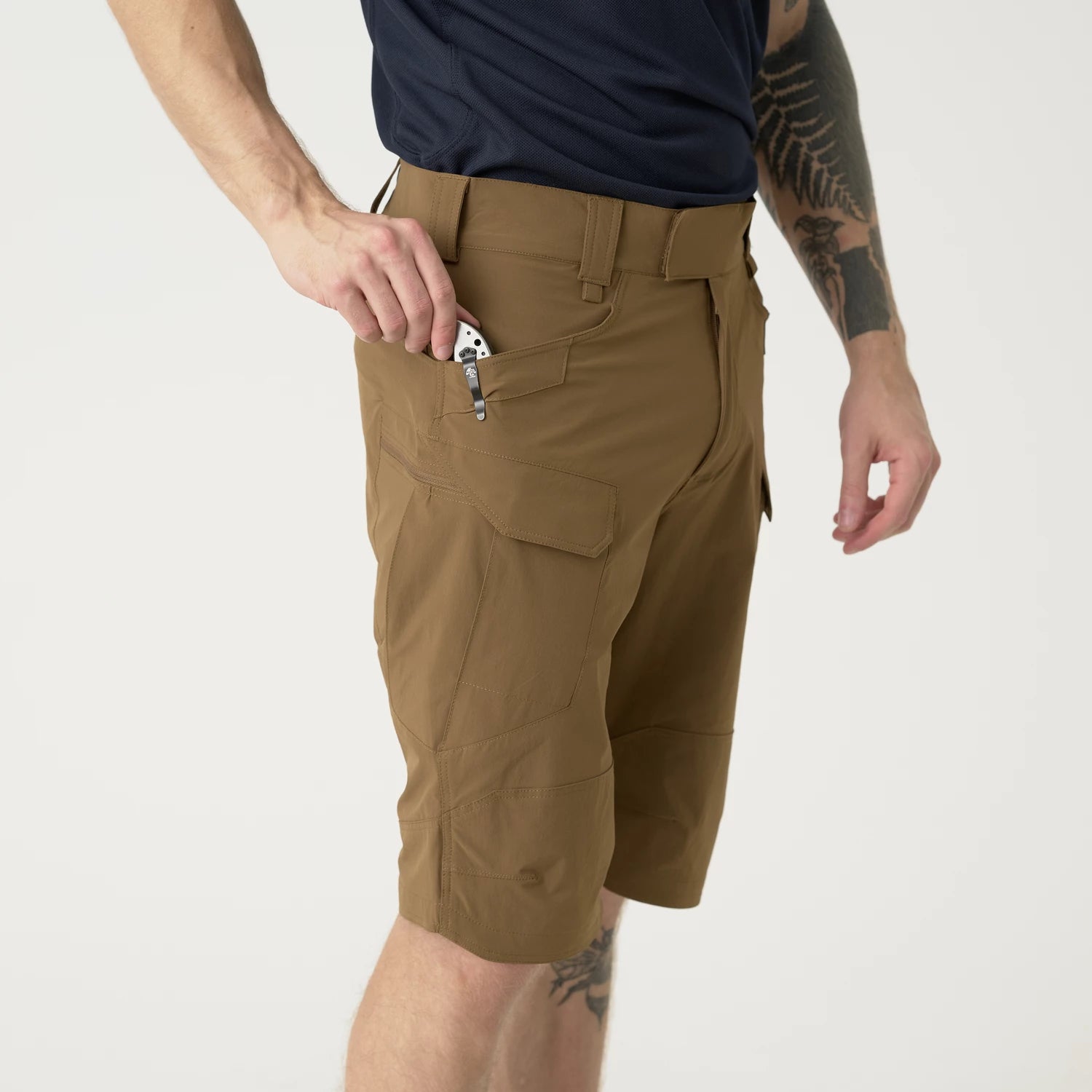 Helikon-Tex OTS 11" šortky VersaStrecth taktické outdoorové Versa Stretch Lite Strecth, Ash Grey / Black – detail 6