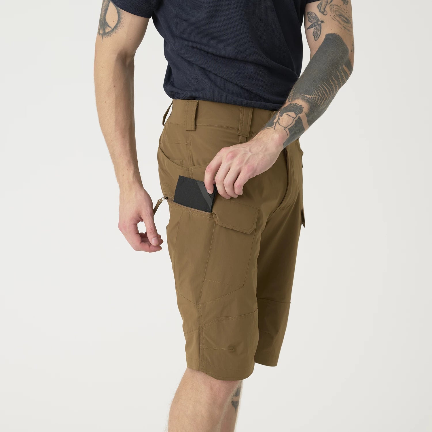 Helikon-Tex OTS 11" šortky VersaStrecth taktické outdoorové Versa Stretch Lite Strecth, Ash Grey / Black – detail 9