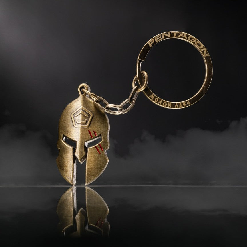 Pentagon Spartan portachiavi, Antique Brass