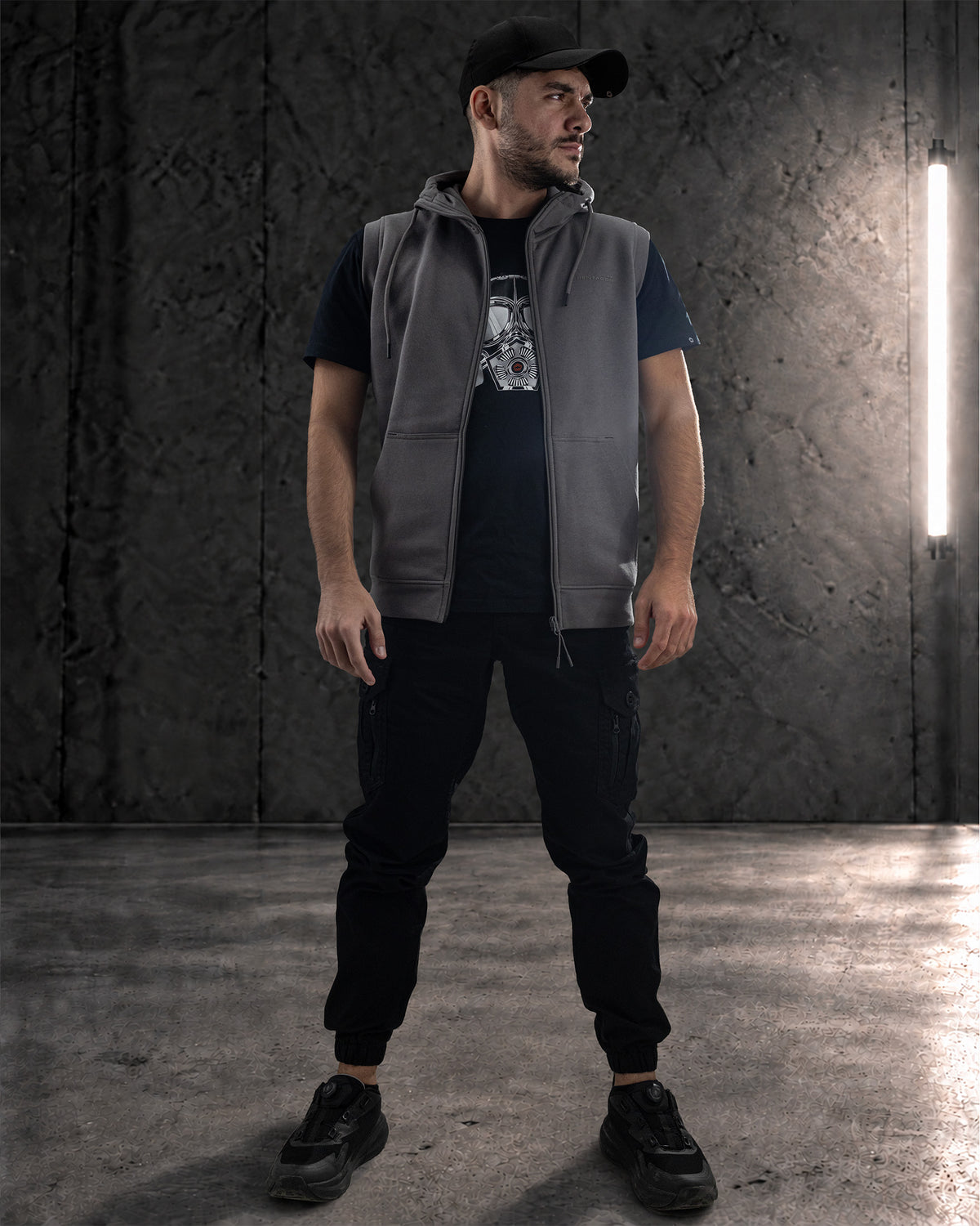 Pentagon gilet con cappuccio, nero