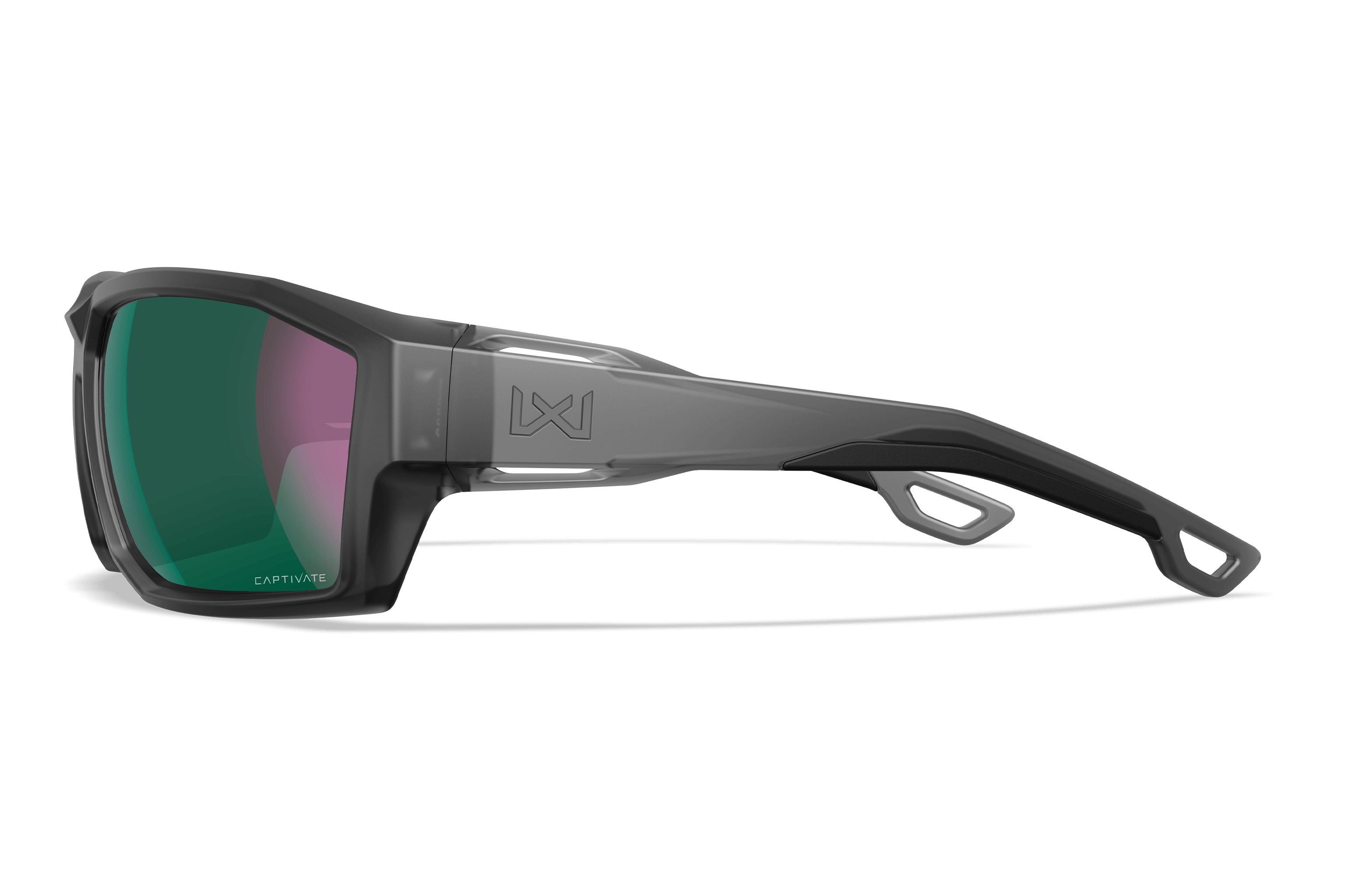 Wiley X Alpine Ballistic Sunglasses, Matte Translucent Black / CAPTIVATE Polarized Green Mirror
