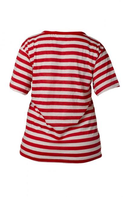 O&T Top corto da donna a righe, rosso