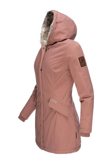 Navahoo Cristal giacca invernale da donna con cappuccio e pelliccia, terracotta
