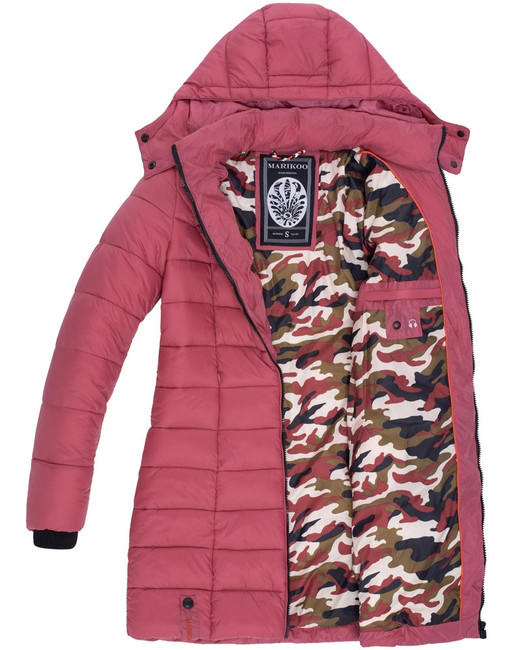 Marikoo Abendsternchen cappotto trapuntato da donna con cappuccio, berry