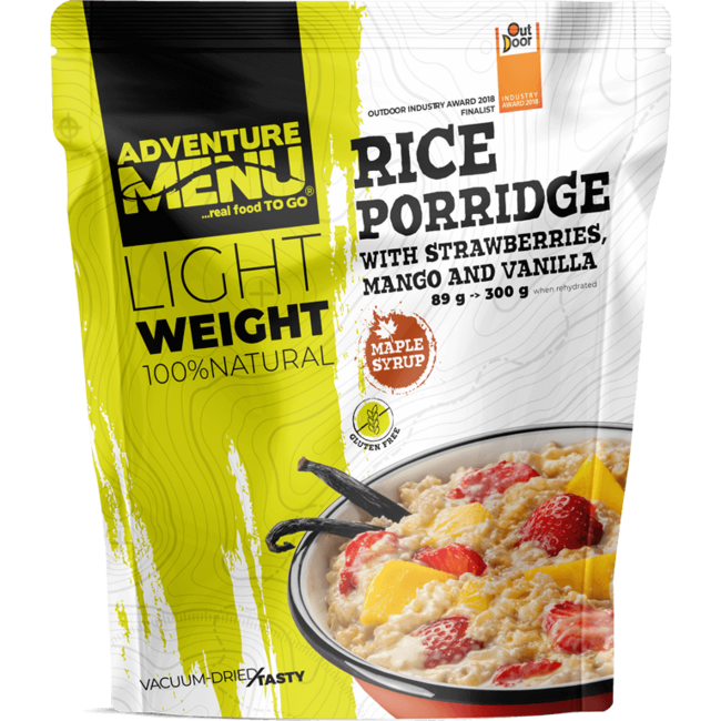Adventure Menu Porridge di riso con fragole, mango e vaniglia, 300g
