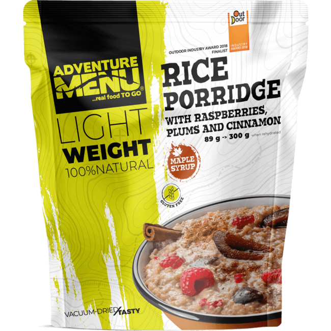 Adventure Menu Porridge di riso con lamponi, prugne e cannella, 300g