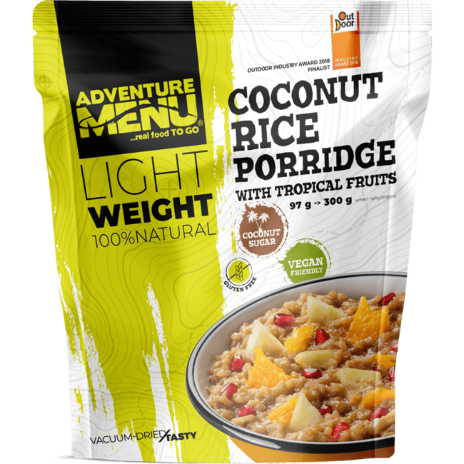 Adventure Menu Porridge di riso e cocco con frutta tropicale, 300g