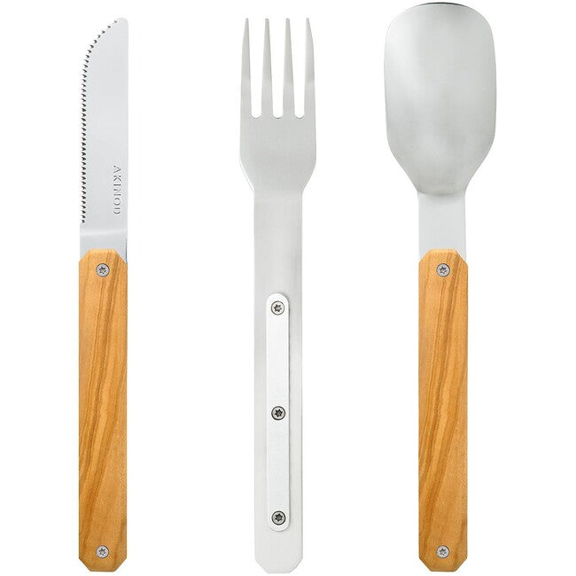 Akinod A01M00001 set di posate 12h34, legno d'oliva