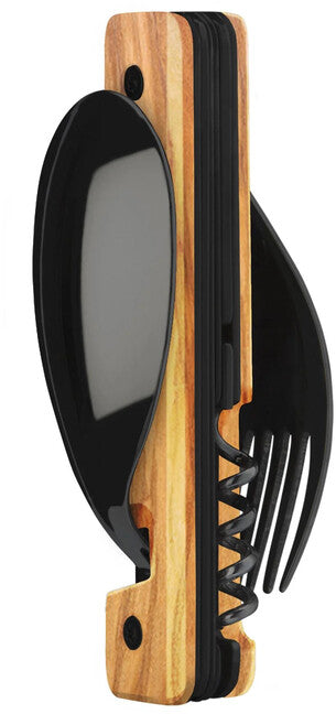 Akinod A02B00001 set multifunzione 13h25, finitura a specchio nero, legno d'ulivo